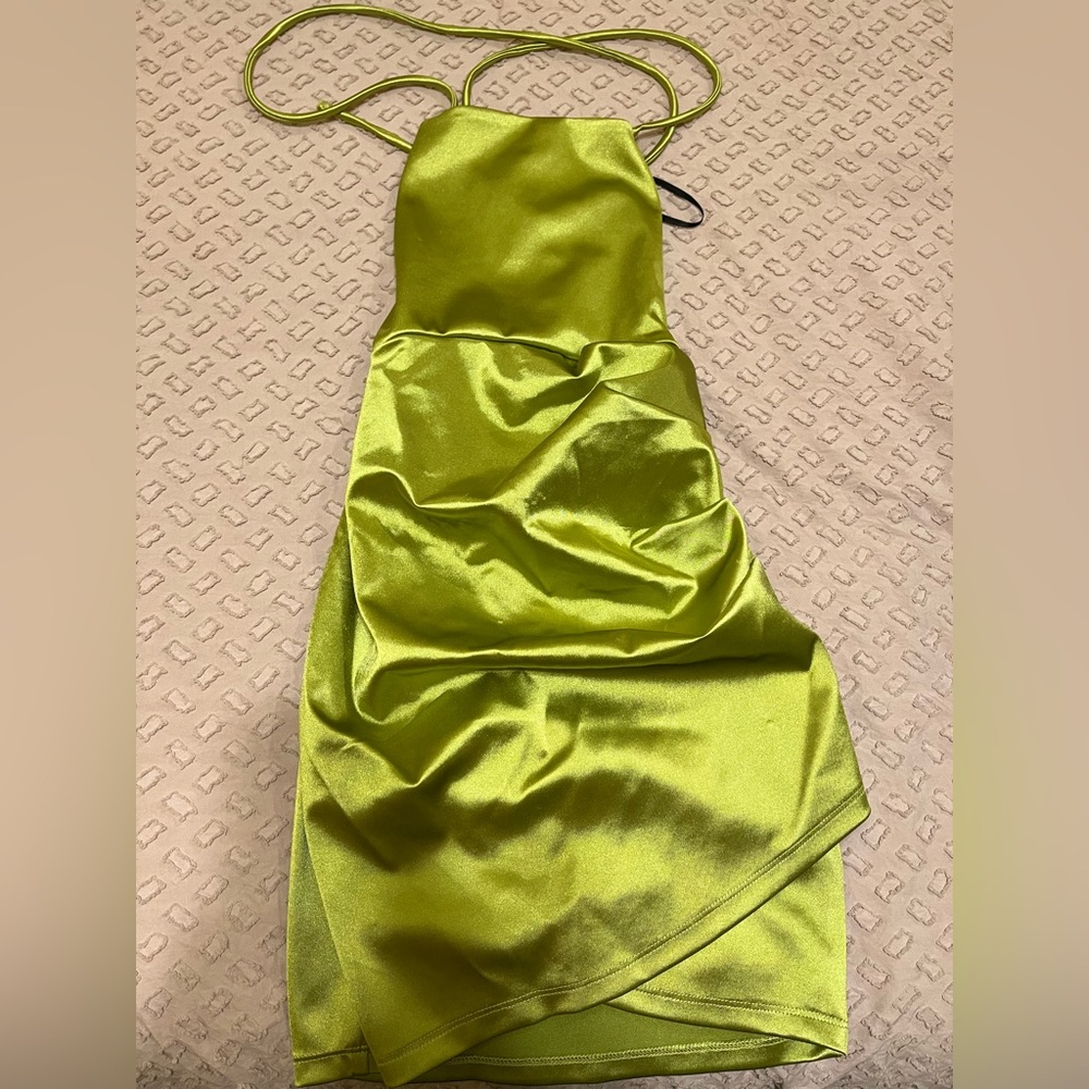 SATIN GREEN DRESS